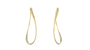 C. 2000 Vintage .50 ct. t.w. Diamond Inside-Outside Wavy Hoop Earrings in 18kt Yellow Gold