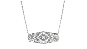 C. 1950 Vintage .90 ct. t.w. Diamond Filigree Necklace in Platinum and 14kt White Gold
