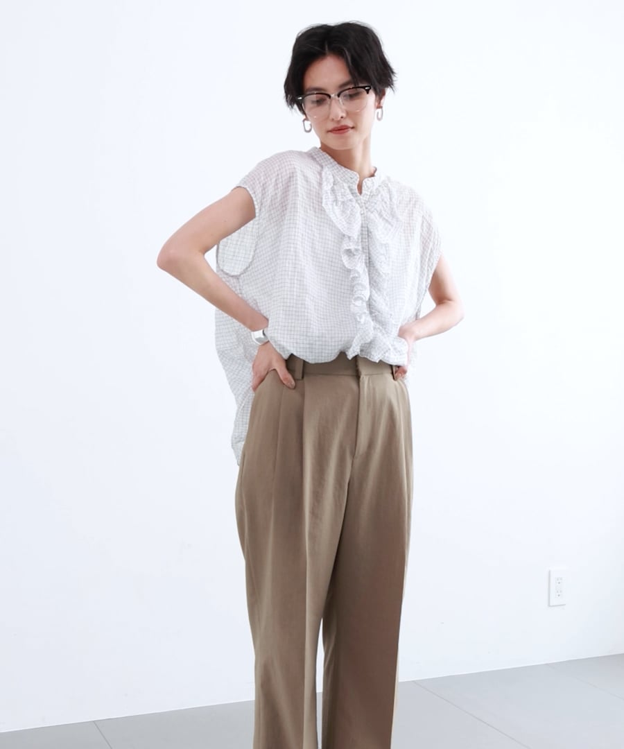 フレンチスリーブフリルブラウス / JAPAN FABRIC【WEB限定カラー