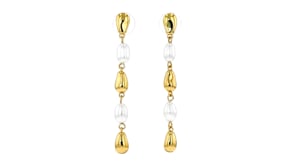 14kt Yellow Gold-Plated Drop Earrings with Simulated Baroque Pearls