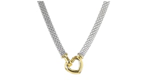 Sterling Silver and 18kt Gold Over Sterling Heart Bismark-Link Necklace