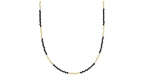 9.50 ct. t.w. Black Spinel and 2mm 10kt Yellow Gold Bead Necklace