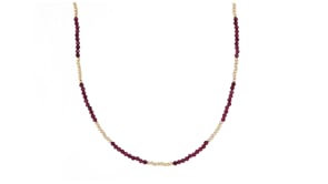11.00 ct. t.w. Garnet and 2mm 10kt Yellow Gold Bead Necklace