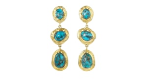 14kt Yellow Gold-Plated Drop Earrings with Turquoise