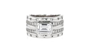 Rhodium-Plated Ring with 2.20 ct. t.w. CZs