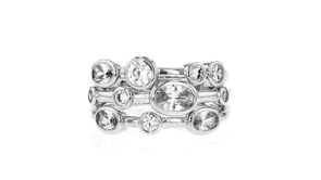 Rhodium-Plated Three-Row Ring with 1.70 ct. t.w. CZs