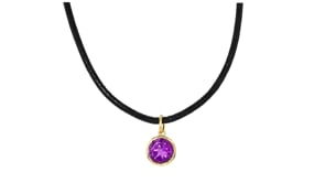 1.70 Carat Amethyst Necklace with Black Leather Cord and 18kt Gold Over Sterling