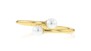 Italian 14kt Yellow Gold-Plated Bypass Bracelet with Simulated Pearls