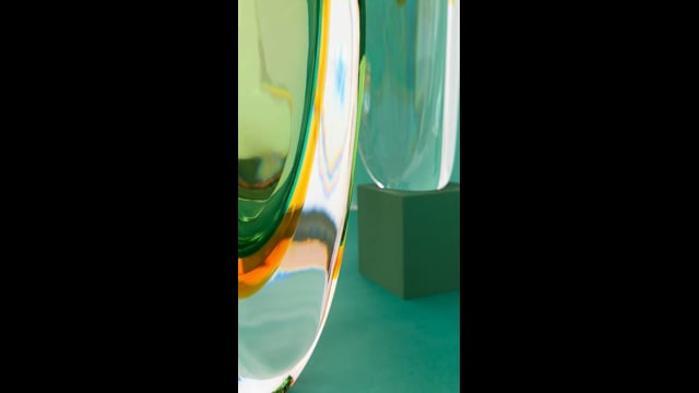 Vaso Triangular nº 3 Bicolor Verde com Âmbar
