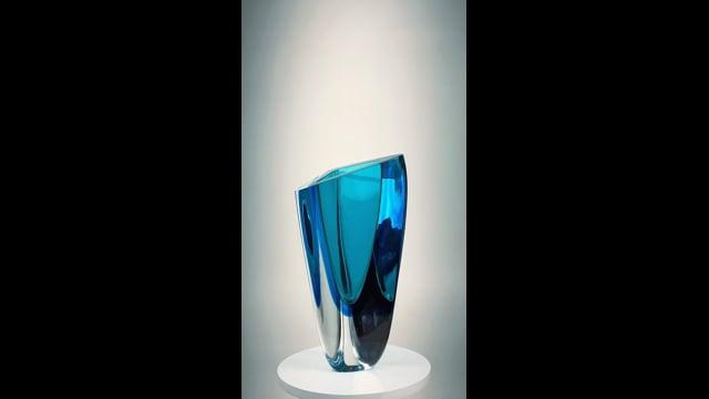 Vaso Triangular nº 2 Bicolor Verde com Água-marinha