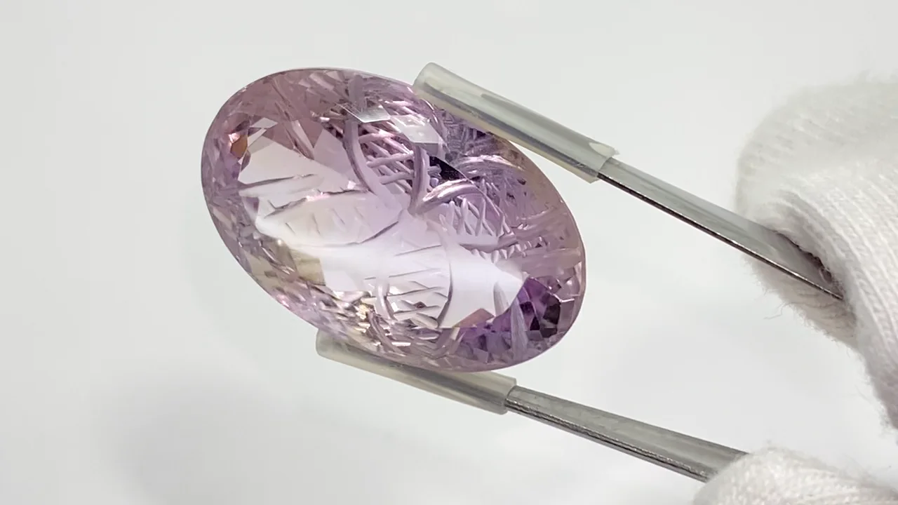 宝石質アメトリン AAA- ルース 彫刻入りファセットカット 1個 NO.47【1