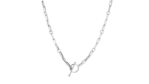 Sterling Silver Charm-Compatible Paper Clip Link Toggle Necklace