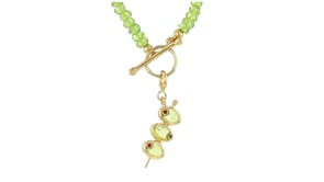 1.90 ct. t.w. Peridot Olives Charm with Garnets in 18kt Gold Over Sterling