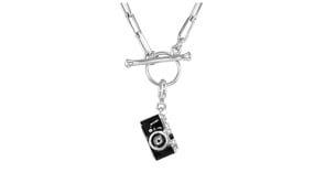 Black Enamel Camera Charm in Sterling Silver