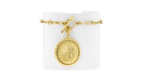 Italian 18kt Gold Over Sterling Beaded-Edge Genuine Lira Coin Charm