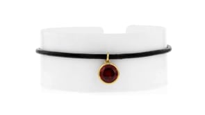 2.10 Carat Garnet Bracelet with Black Leather Cord and 18kt Gold Over Sterling