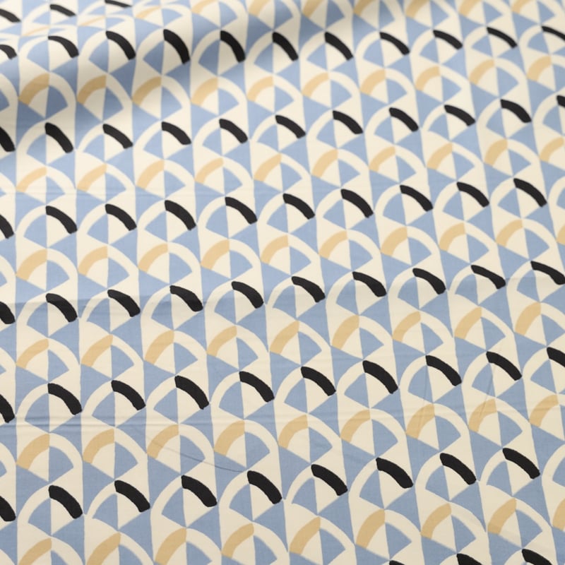 Vidéo: Percale 100% coton peigné luxe - Géométrique bleu