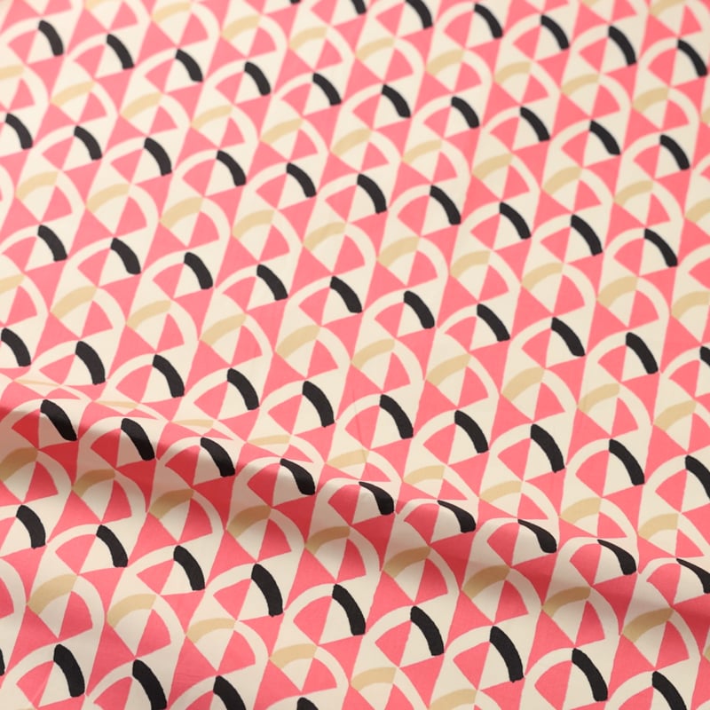Vidéo: Percale 100% coton peigné luxe - Géométrique rose