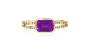 1.00 Carat Amethyst Ring with .16 ct. t.w. Diamonds in 10kt Yellow Gold