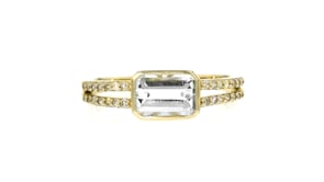 1.20 Carat White Topaz Ring with .16 ct. t.w. Diamonds in 10kt Yellow Gold