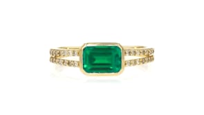 .80 Carat Lab-Grown Emerald Ring with .16 ct. t.w. Diamonds in 10kt Yellow Gold