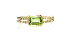 1.00 Carat Peridot Ring with .16 ct. t.w. Diamonds in 10kt Yellow Gold