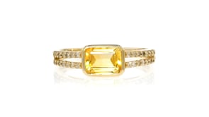 .90 Carat Citrine Ring with .16 ct. t.w. Diamonds in 10kt Yellow Gold
