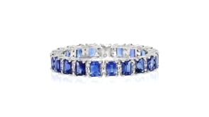 2.20 ct. t.w. Sapphire Eternity Band with .12 ct. t.w. Diamonds in 14kt White Gold