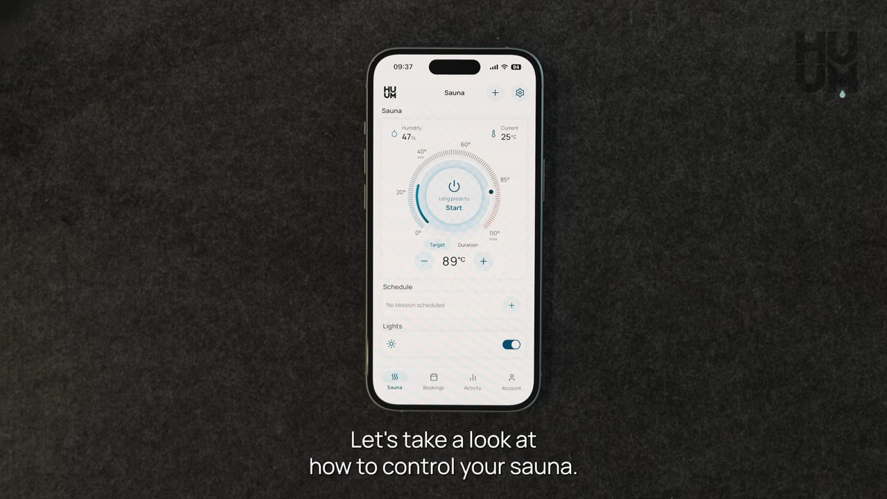 HUUM app controlling the sauna