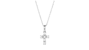 .15 ct. t.w. Lab-Grown Diamond Petite Cross Pendant Necklace in 10kt White Gold