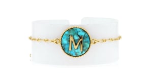 Turquoise Initial Bracelet in 18kt Gold Over Sterling