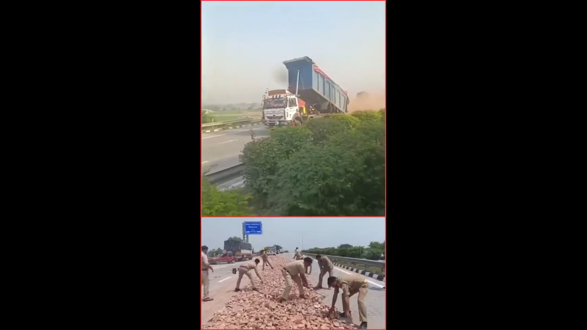 ▶️....यूपी : ग्रेटर नोएडा में ईस्टर्न पेरिफेरल एक्सप्रेस–वे पर RTO चेकिंग से बचने के लिए ड्राइवर ने डंपर को रॉन्ग साइड दौड़ा दिया। कोई पीछे न आए, इसलिए जैक उठाकर डंपर का सारा पत्थर रोड पर डाल दिया। पुलिस ने पहुंचकर हाइवे से पत्थर हटाया।