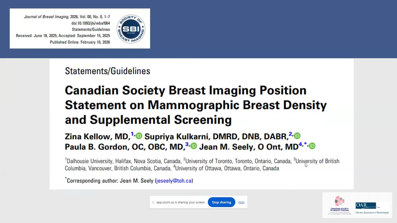 CSBI Supplemental Screening Position Statement � Dr. Zina Kellow