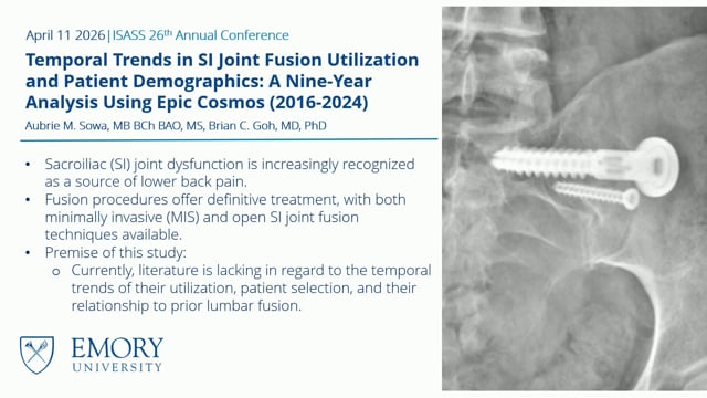 Temporal Trends in SI Joint Fusion Utilization and Patient Demographics: A Nine-Year Analysis Using Epic Cosmos