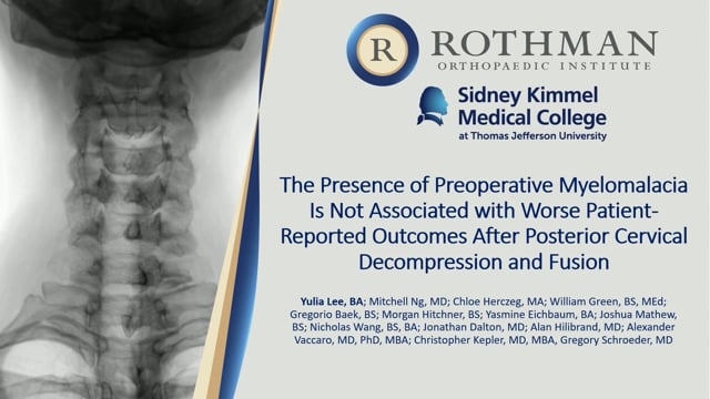 The Presence of Preoperative Myelomalacia Is Not Associated With Worse Patient-Reported Outcomes After Posterior Cervical Decompression and Fusion