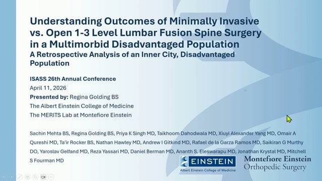 Understanding Outcomes of Minimally Invasive vs Open 1-3 Level Lumbar Fusion Spine Surgery in a Multimorbid Disadvantaged Population