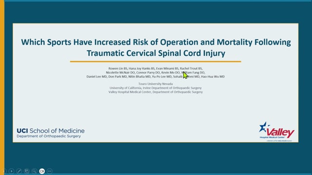 Which Sports Have Increased Risk of Operation and Mortality Following Traumatic Cervical Spinal Cord Injury
