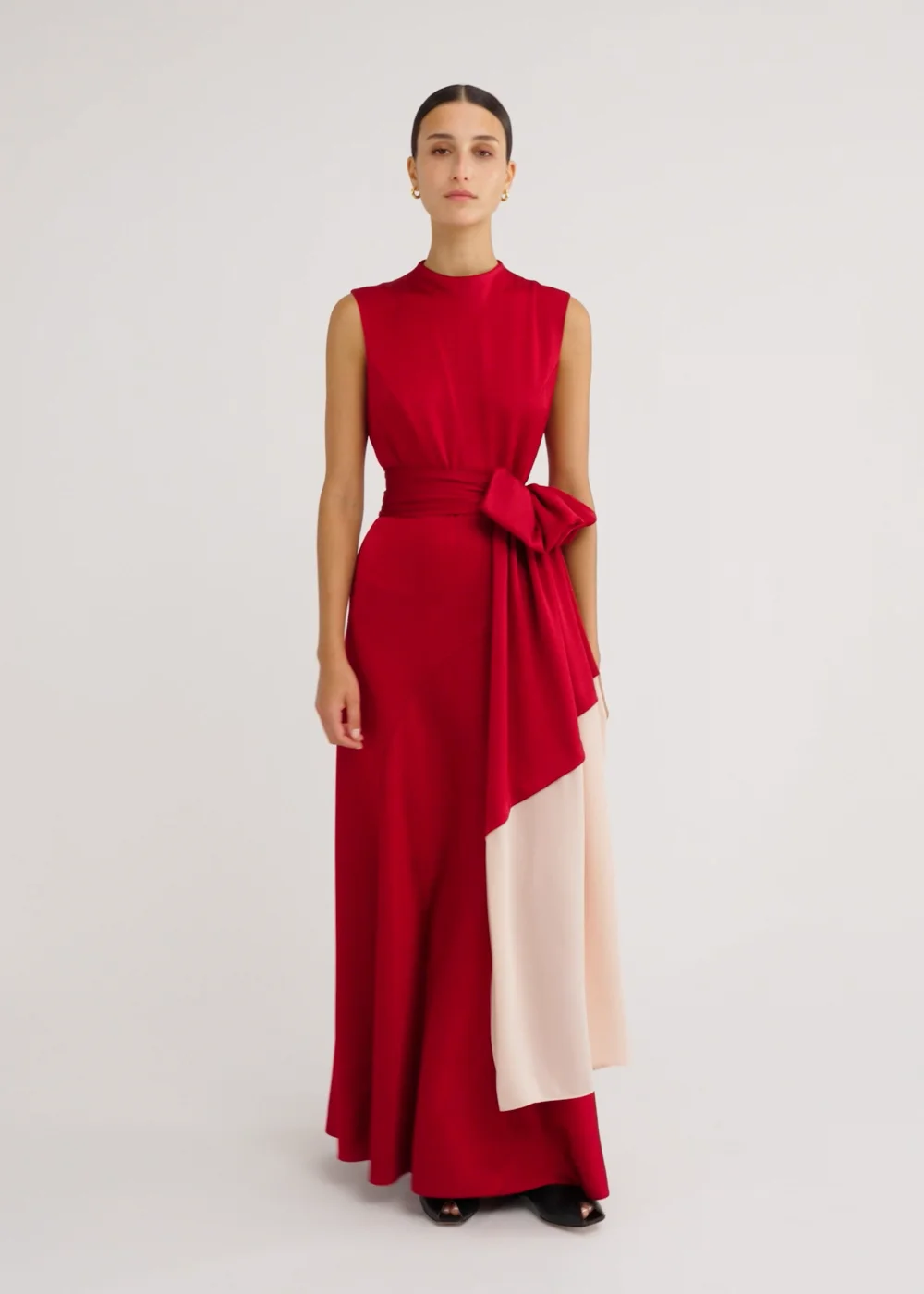 Women's Red Satin 2-in-1 Bias Maxi Dress | ME+EM
