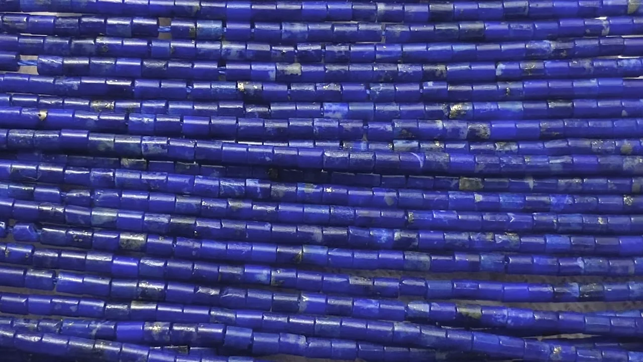 ラピスラズリ AAA- チューブ(ヘイシ)2×1.5×1.5mm 1連(約37cm) - 天然石 