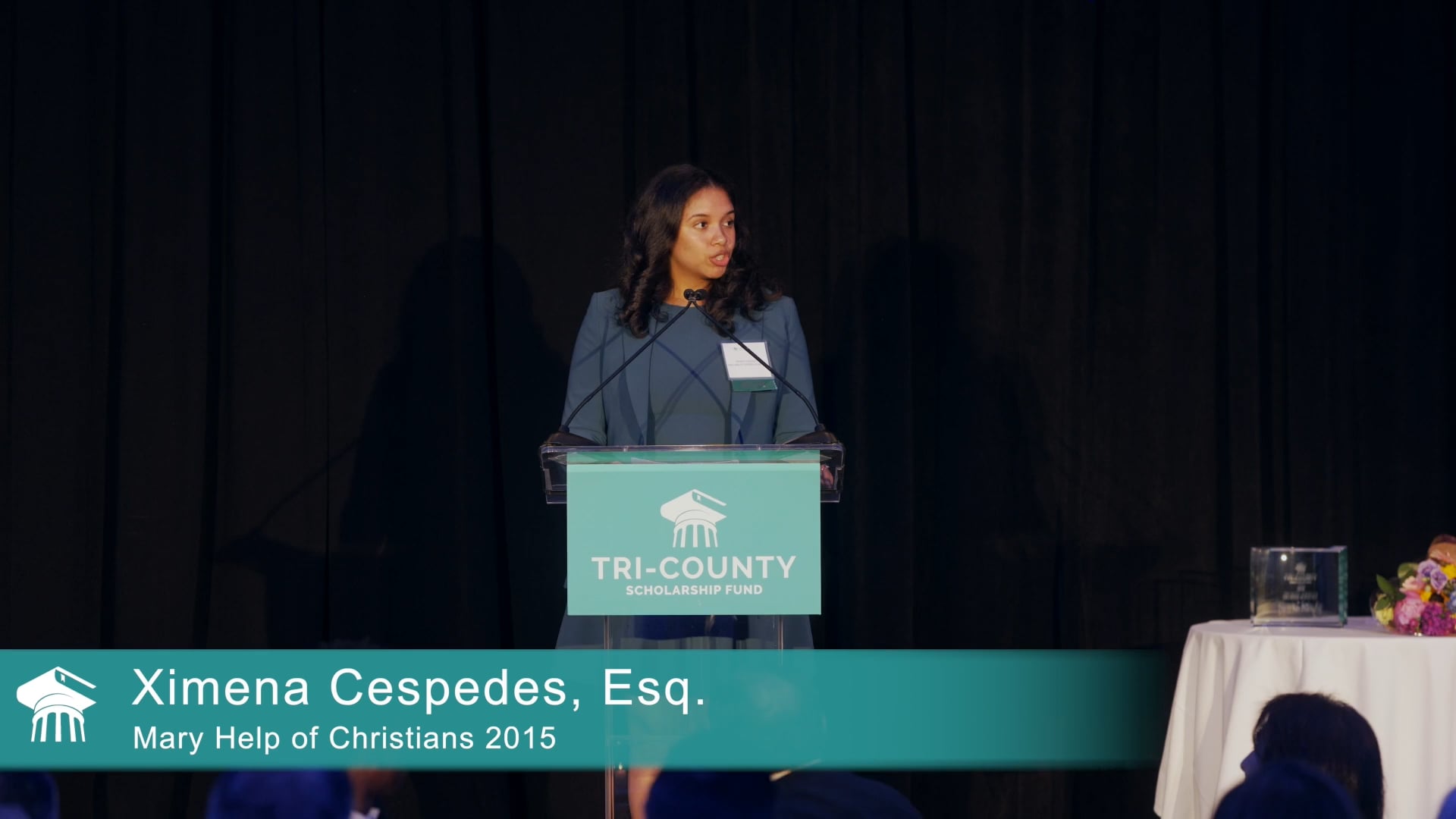 Ximena Cespedes, Esq.,  11th Annual Lawyers for Tri-County Awards Dinner Alumni speaker