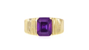 14kt Yellow Gold-Plated Ring with Simulated Amethyst