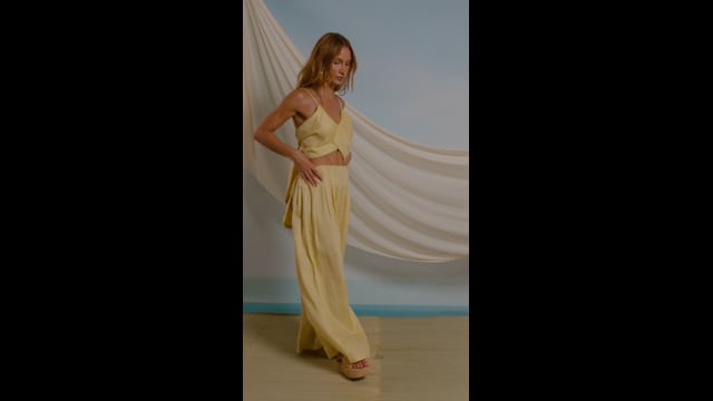 Conjunto Top e Calça Linho Amarelo Sol