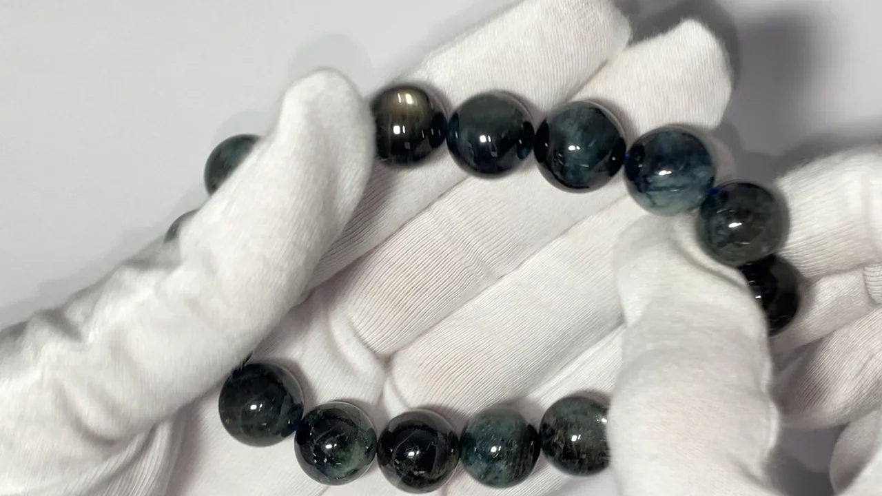 ブラックスターアクアマリン AAA- ラウンド12.5mm 1連(ブレスレット