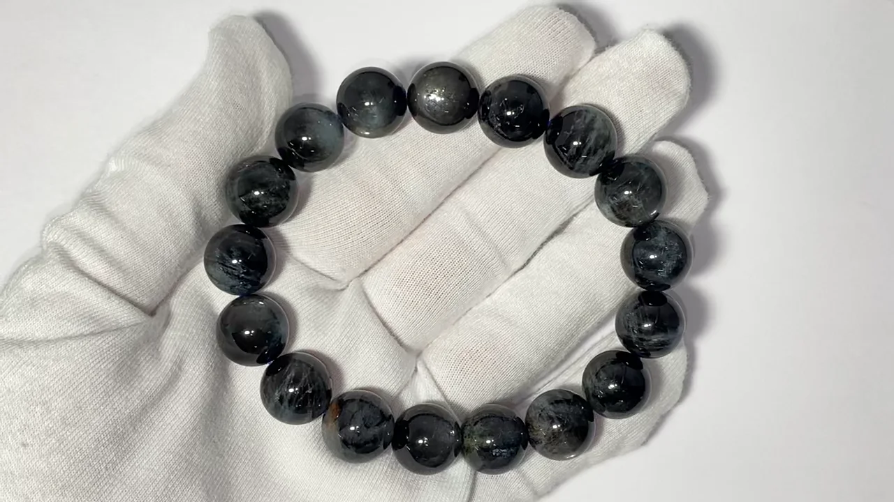 ブラックスターアクアマリン AAA- ラウンド12.5mm 1連(ブレスレット