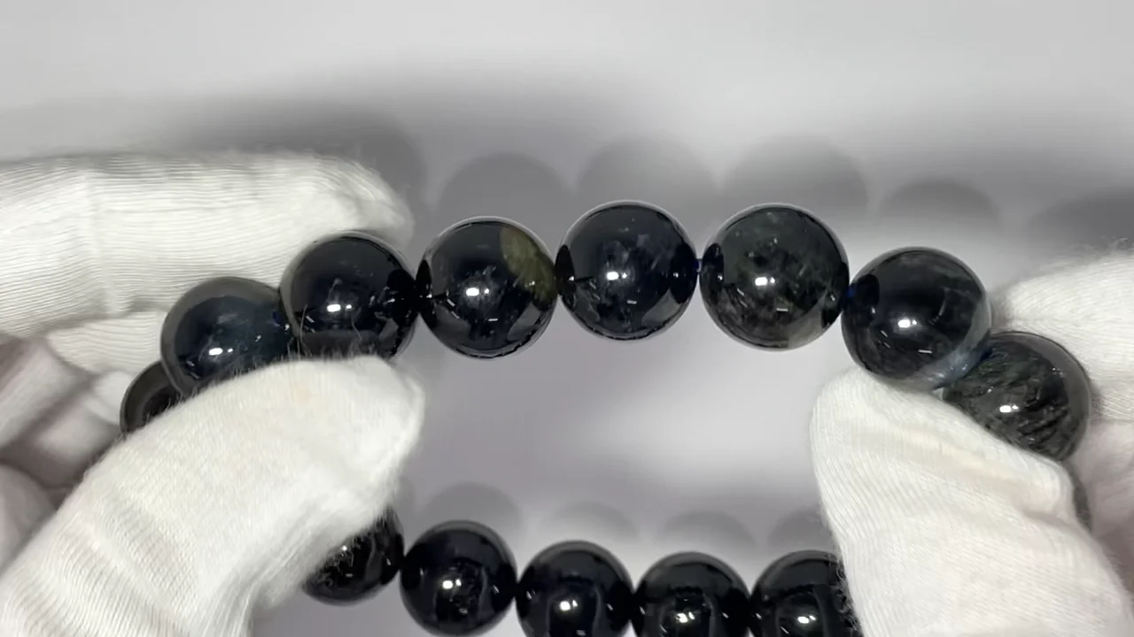 ブラックスターアクアマリン AAA- ラウンド12.5mm 1連(ブレスレット