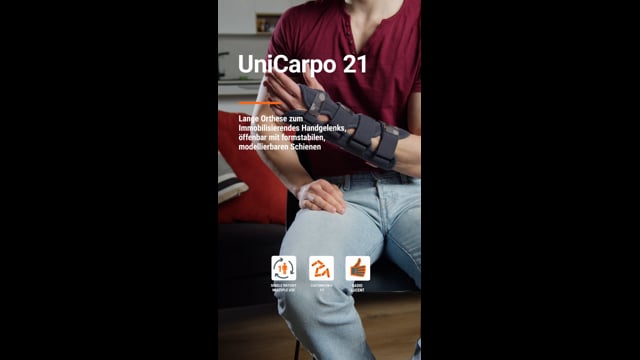 UniCarpo 21 - Lange Orthese zum Immobilisieren des Handgelenks, öffenbar mit formstabilen, modellierbaren Schienen