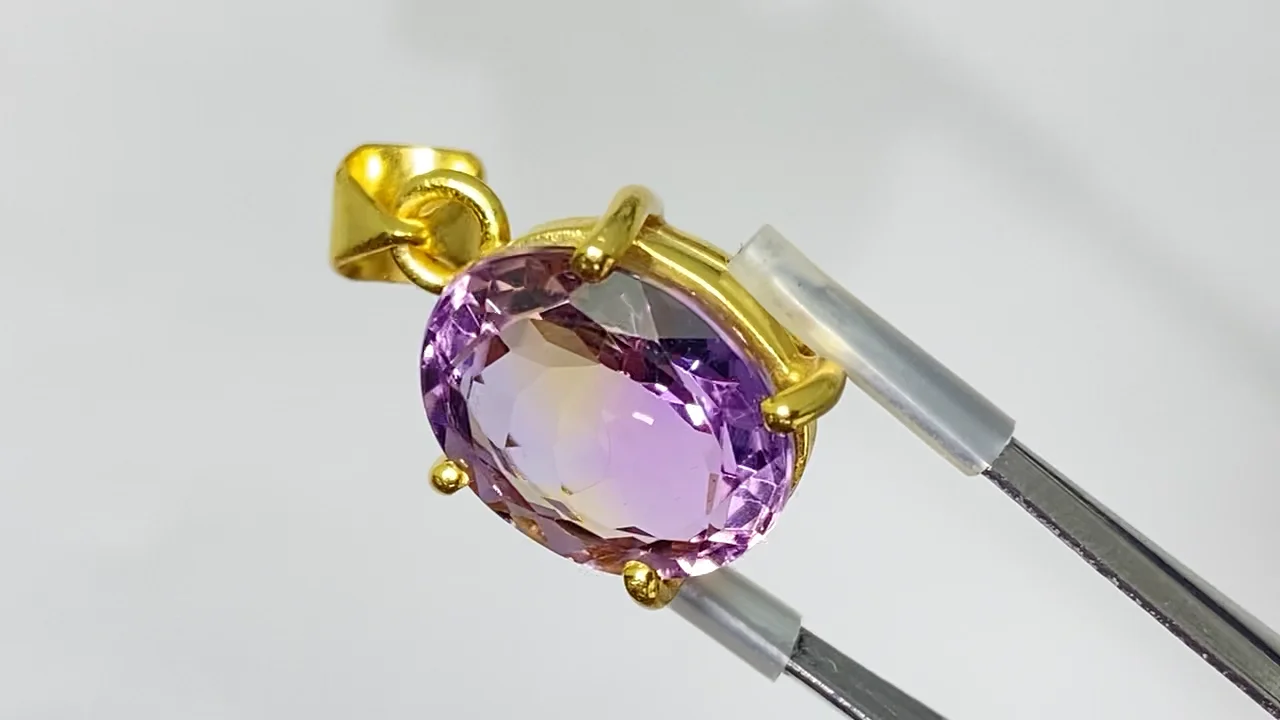宝石質アメトリン AAA ファセットカットペンダントトップ 18KGP製 NO