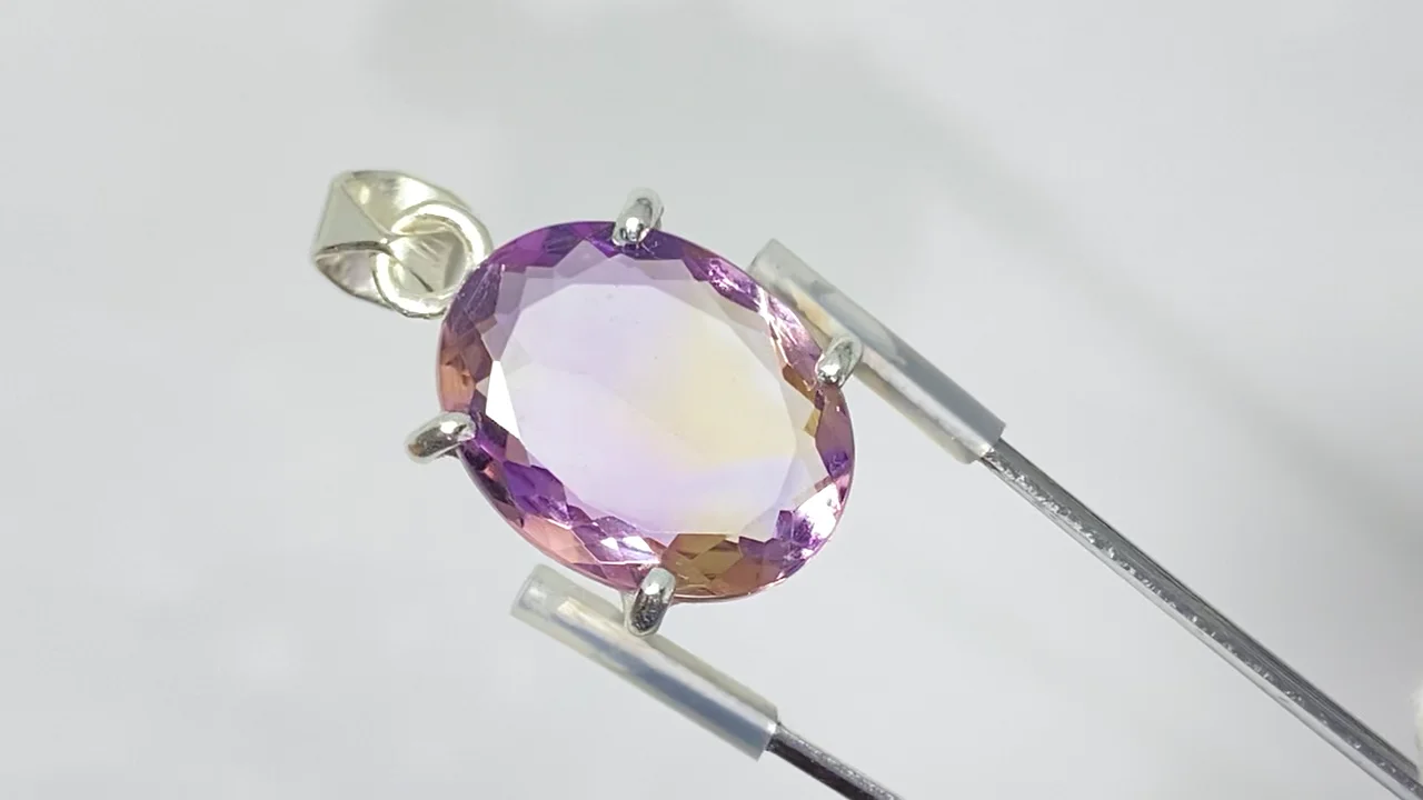 宝石質アメトリン AAA ファセットカットペンダントトップ シルバー925