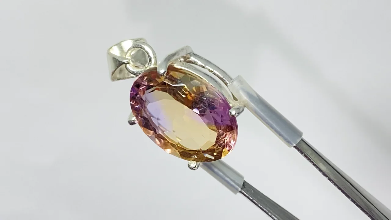 宝石質アメトリン AAA ファセットカットペンダントトップ シルバー925