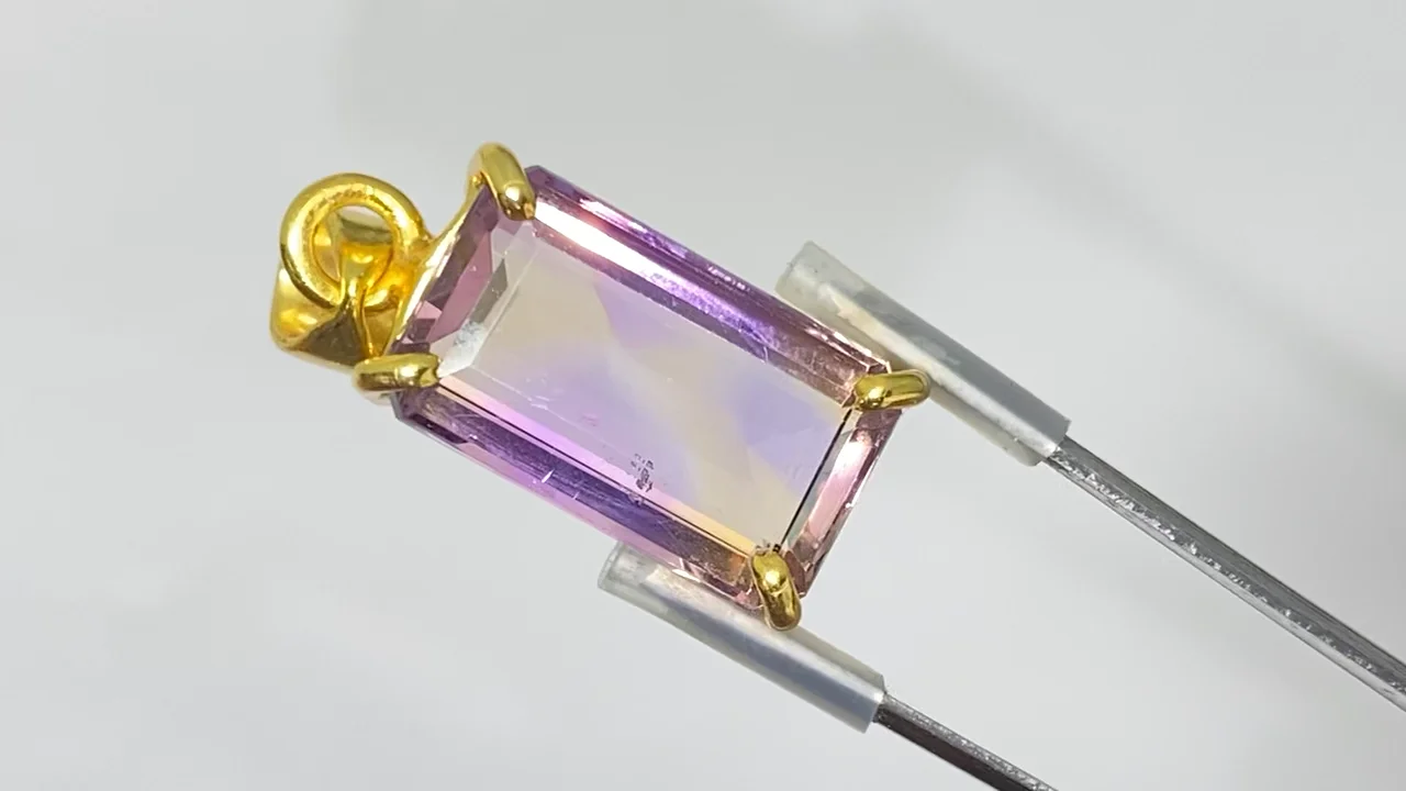 宝石質アメトリン AAA ファセットカットペンダントトップ 18KGP製 NO